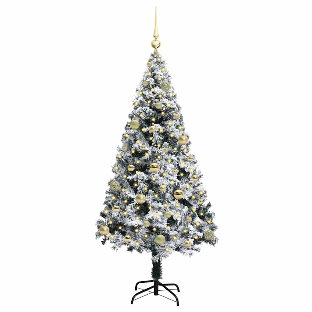 Kunstig juletre med 150 LED Hvit 150 cm PVC og Stål og Plast