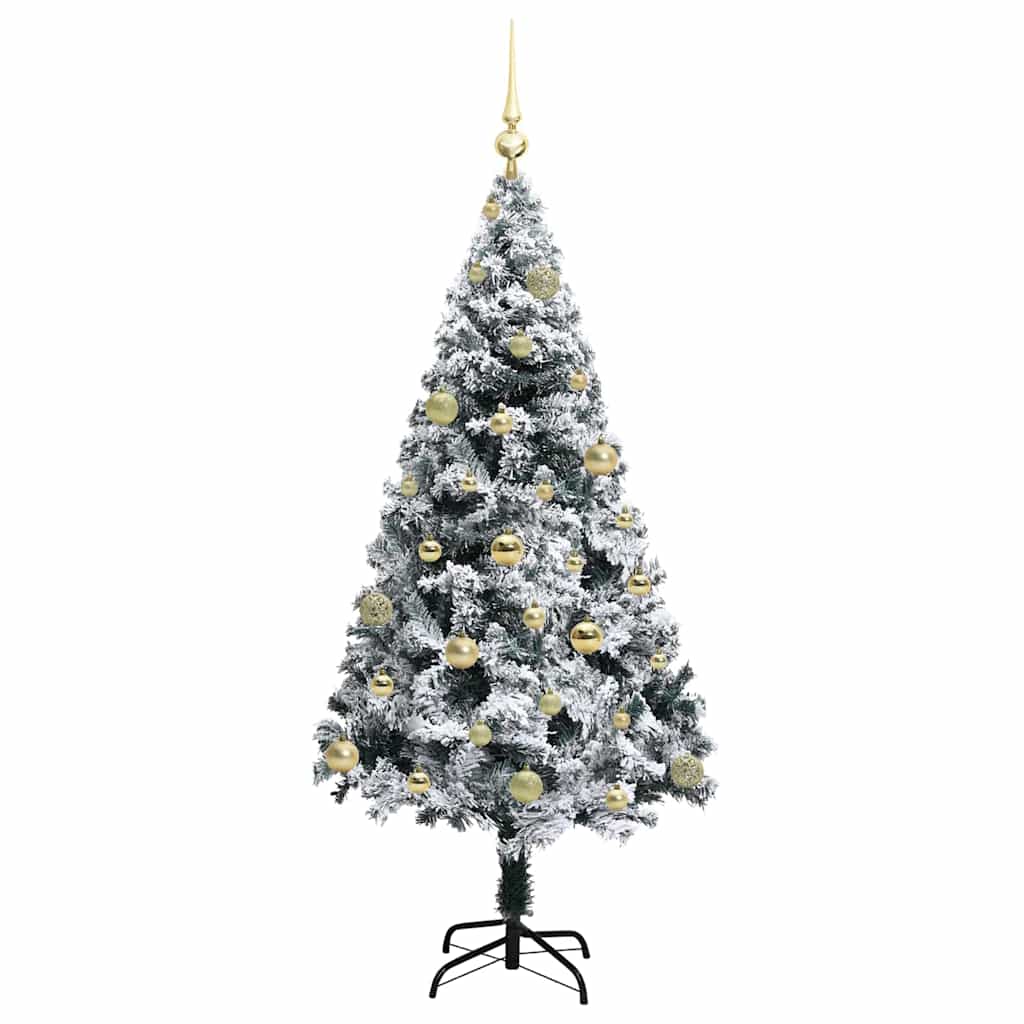 Kunstig juletre med 150 LED Hvit 150 cm PVC og Stål og Plast