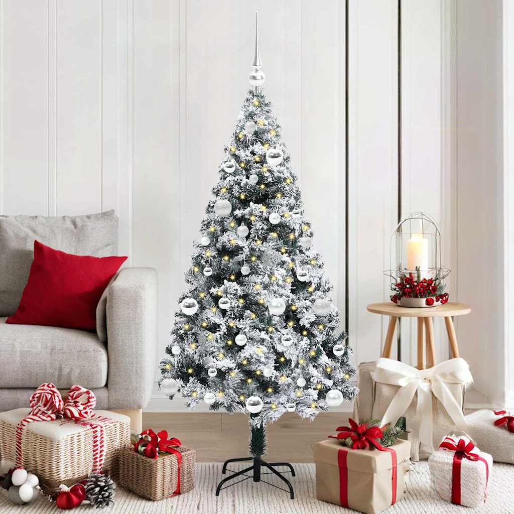 Kunstig juletre med 150 LED grønn 150 cm PVC og Stål og Plast