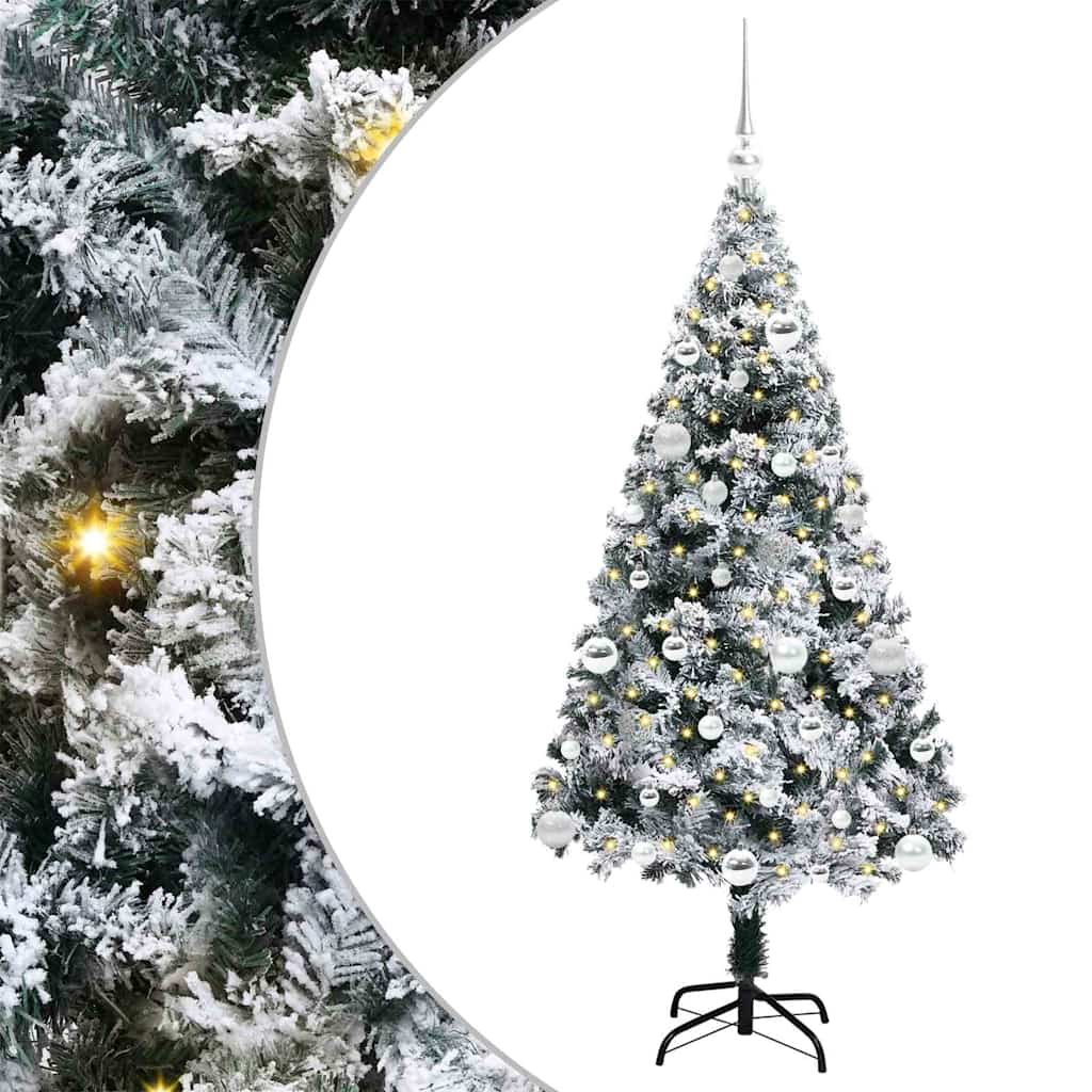 Kunstig juletre med 150 LED Hvit 150 cm PVC og Stål og Plast