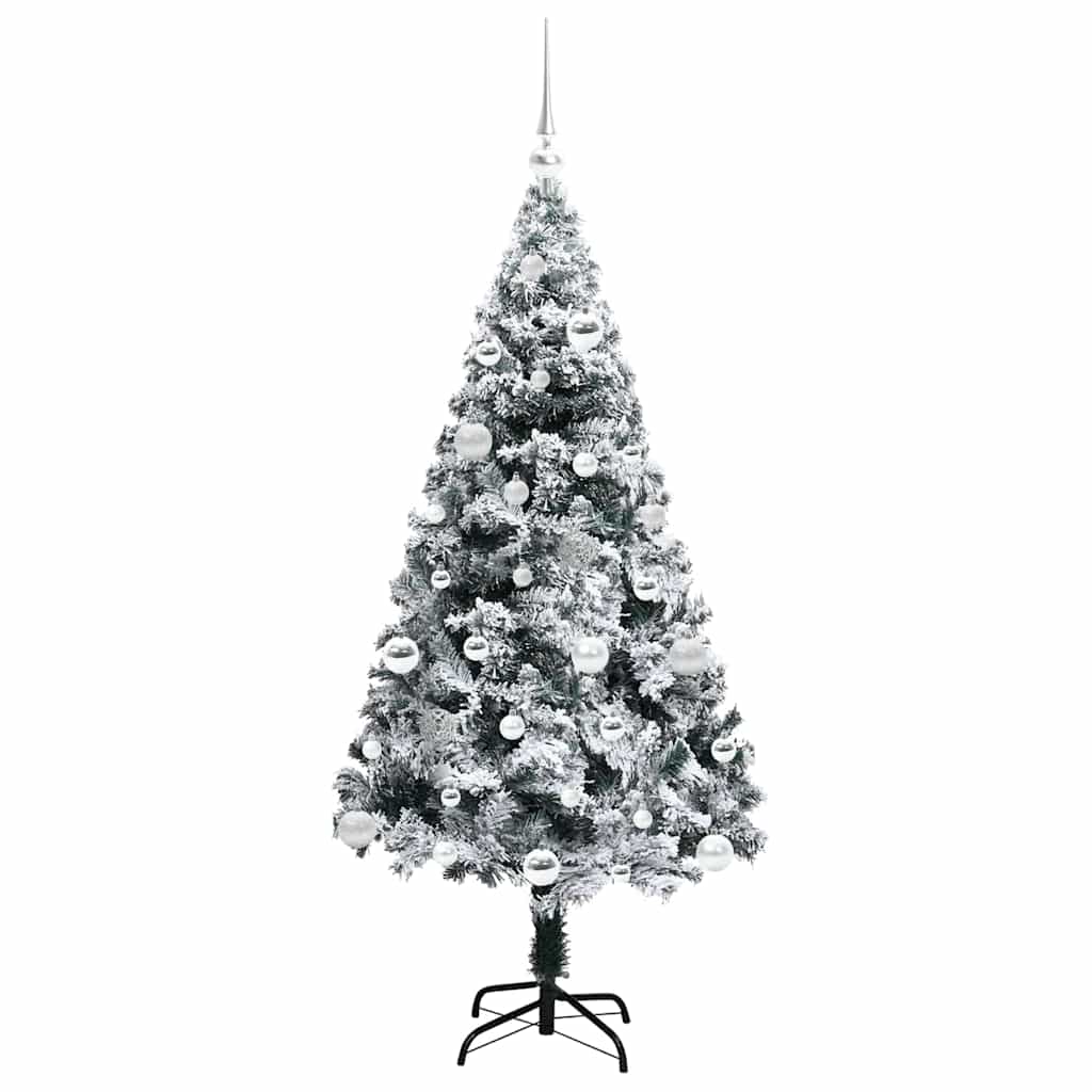Kunstig juletre med 150 LED Hvit 150 cm PVC og Stål og Plast