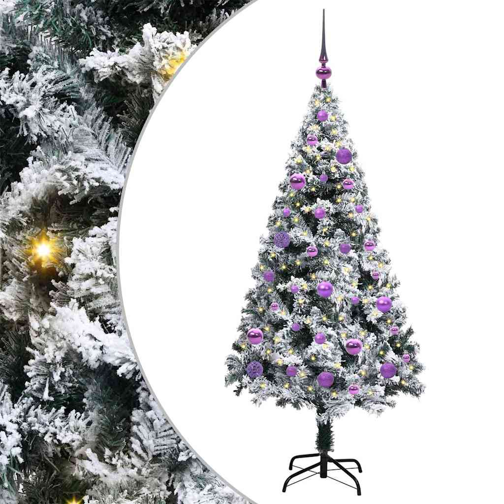 Kunstig juletre med 150 LED grønn 150 cm PVC og Stål og Plast