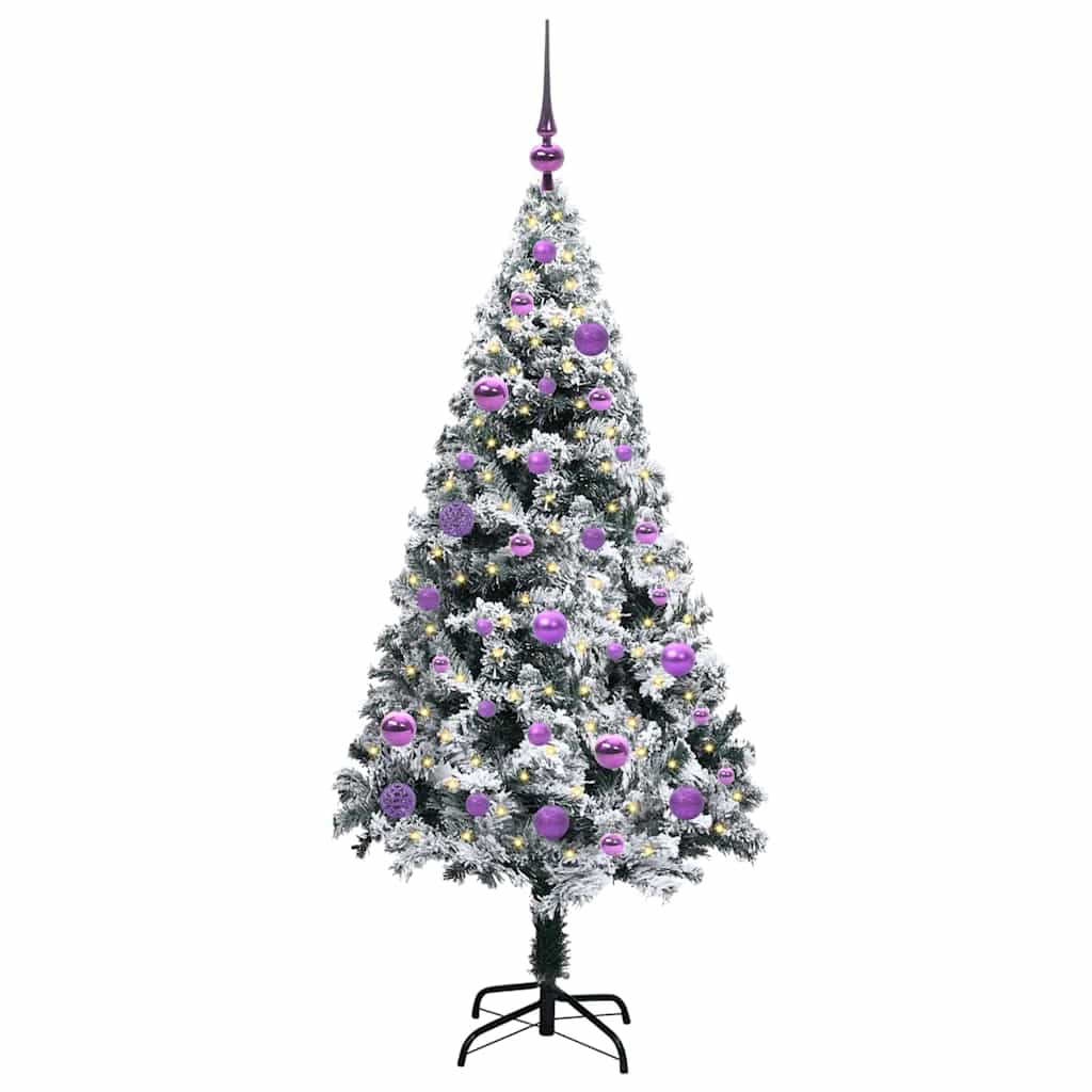 Kunstig juletre med 150 LED Hvit 150 cm PVC og Stål og Plast