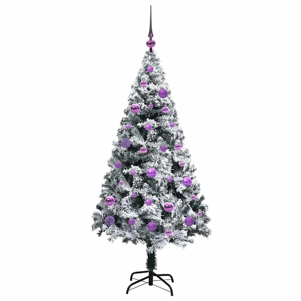 Kunstig juletre med 150 LED Hvit 150 cm PVC og Stål og Plast