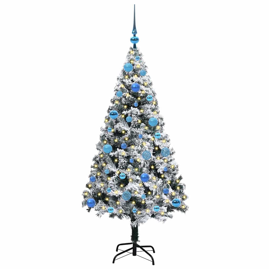 Kunstig juletre med 150 LED Hvit 150 cm PVC og Stål og Plast