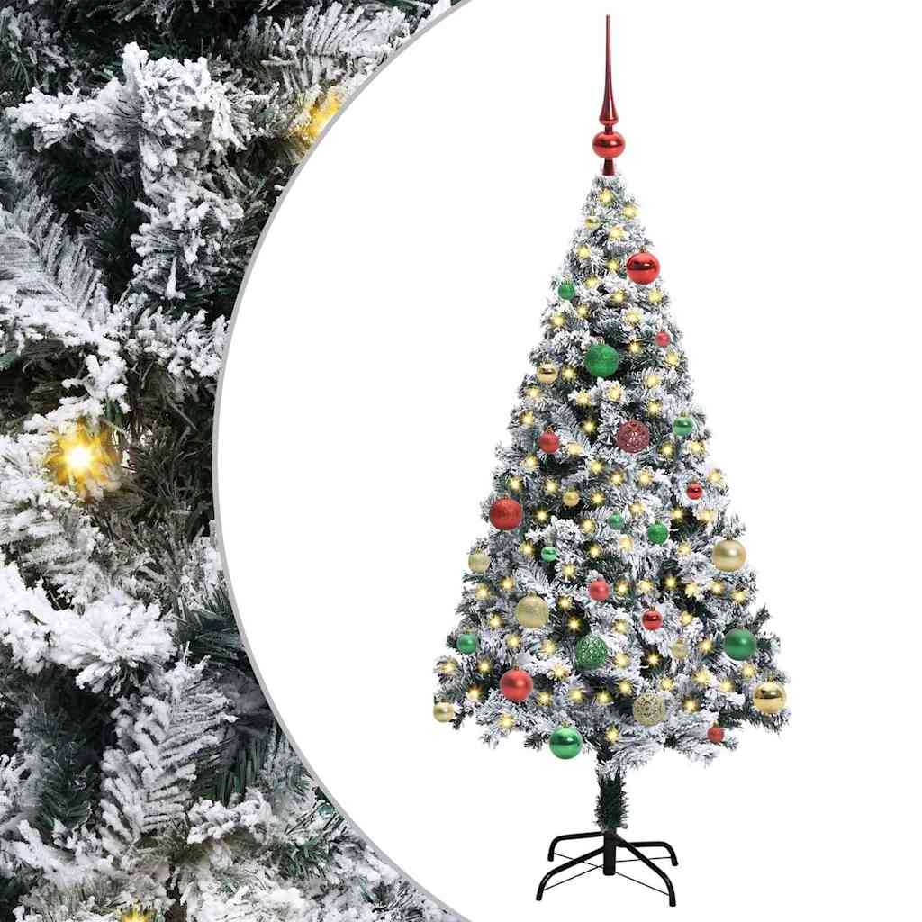 Kunstig juletre med 150 LED Hvit 150 cm PVC og Stål og Plast