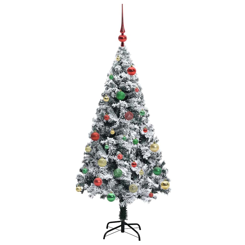 Kunstig juletre med 150 LED Hvit 150 cm PVC og Stål og Plast