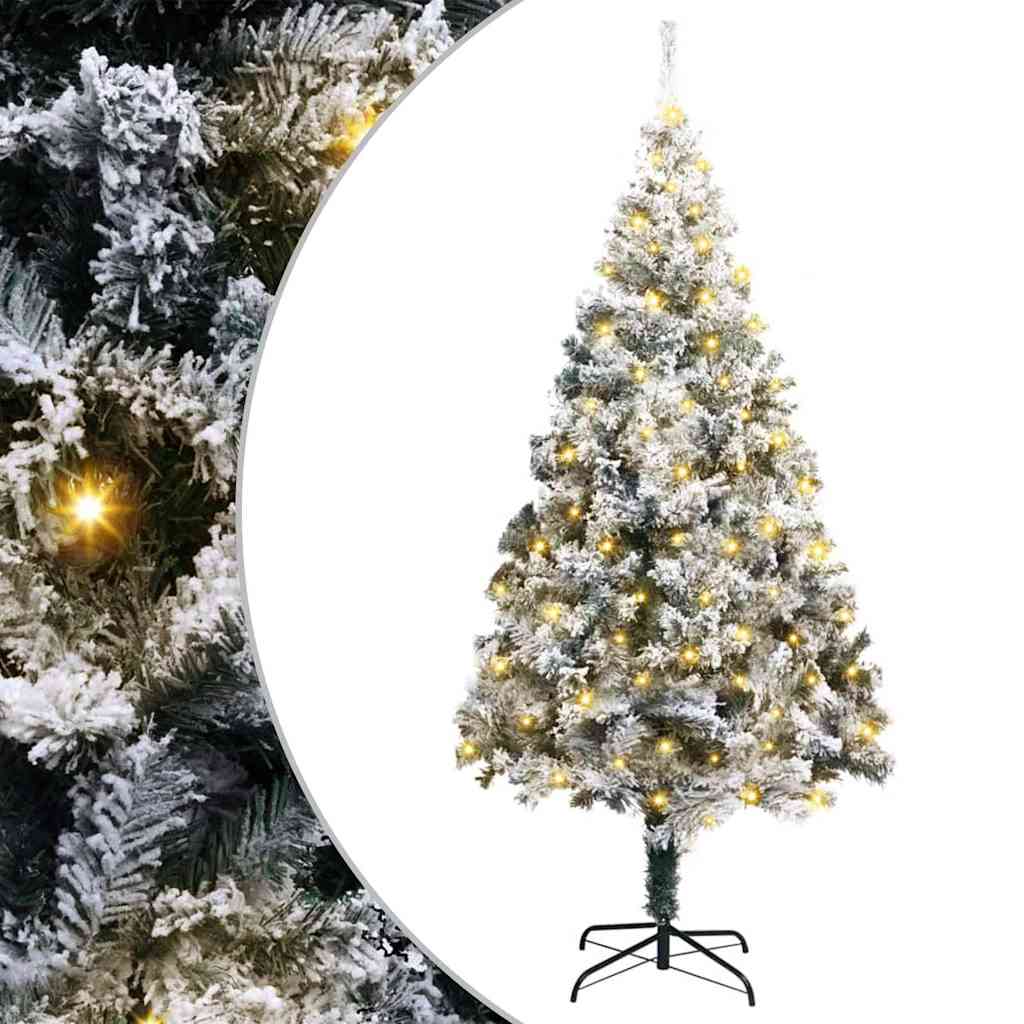 Kunstig juletre med 300 LED Hvit 180 cm PVC og Stål og Plast