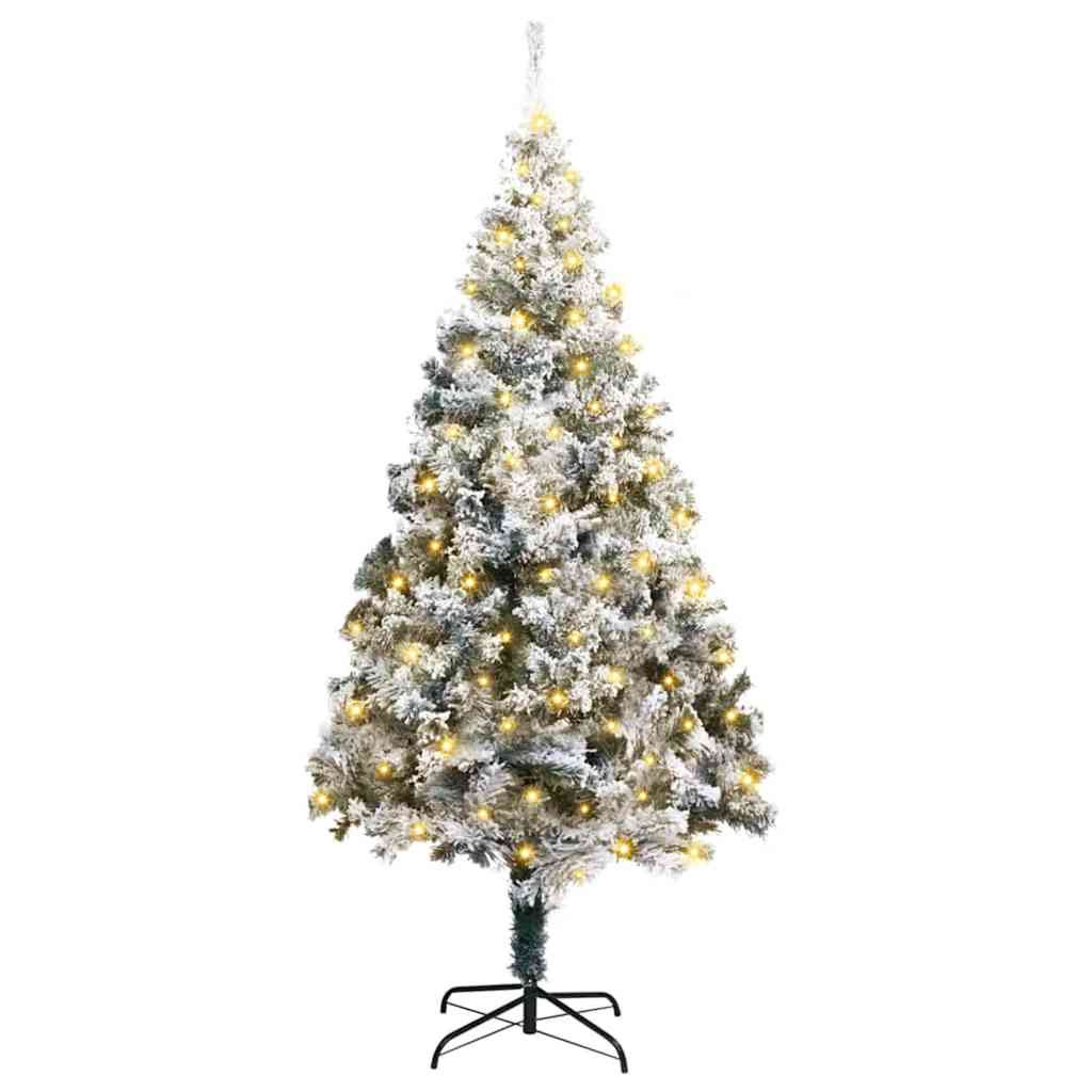 Kunstig juletre med 300 LED Hvit 180 cm PVC og Stål og Plast