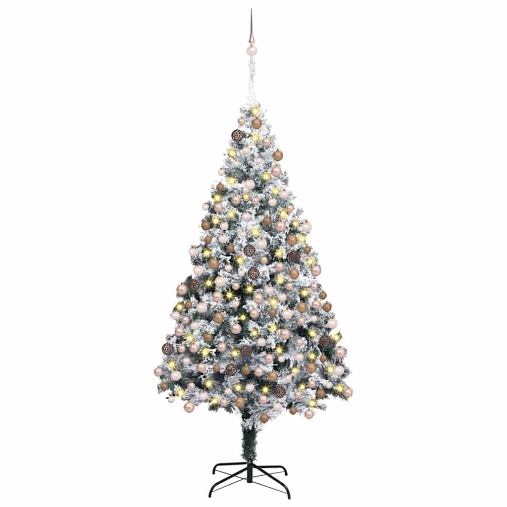 Kunstig juletre med 300 LED grønn 180 cm PVC og Stål og Plast