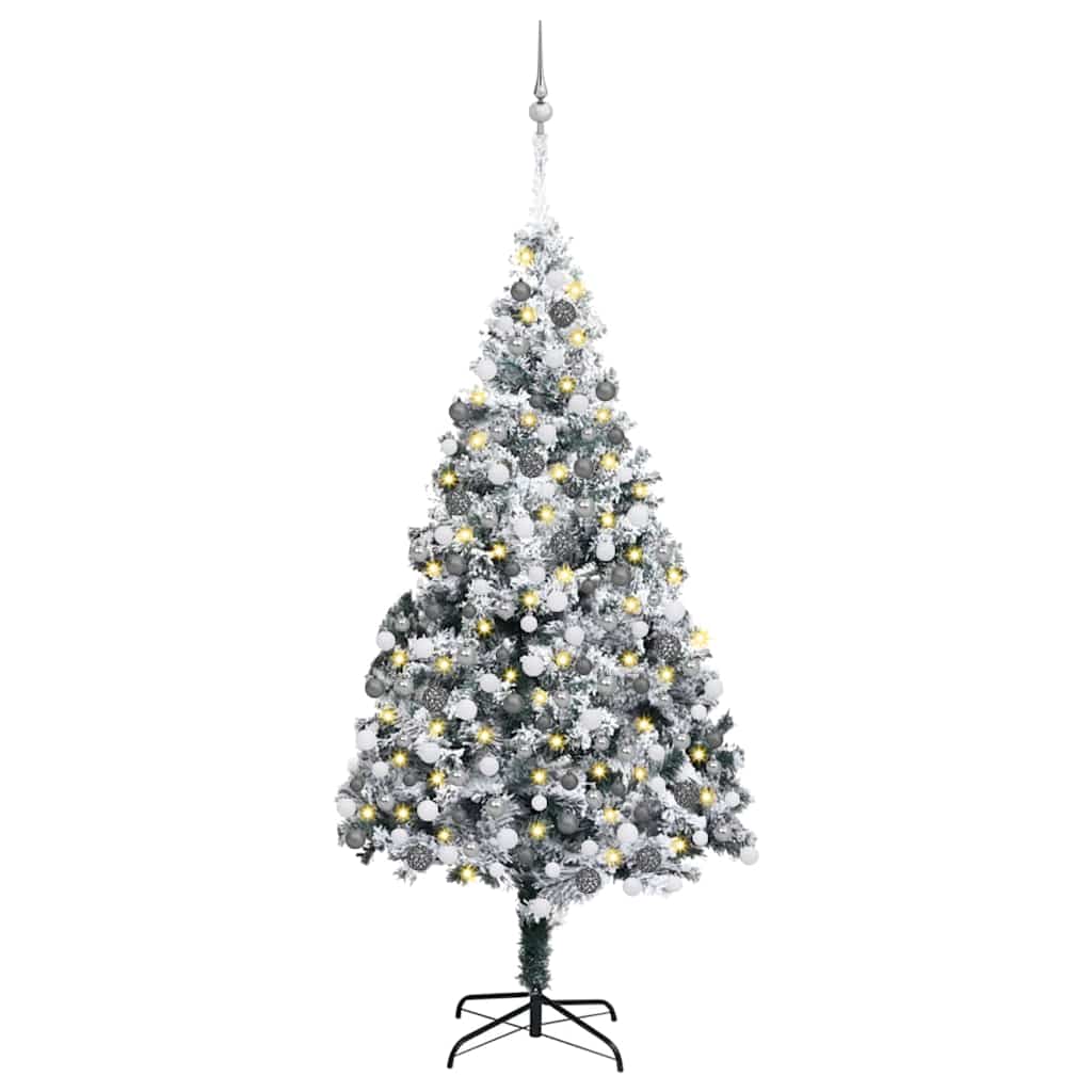 Kunstig juletre med 300 LED grønn 180 cm PVC og Stål og Plast