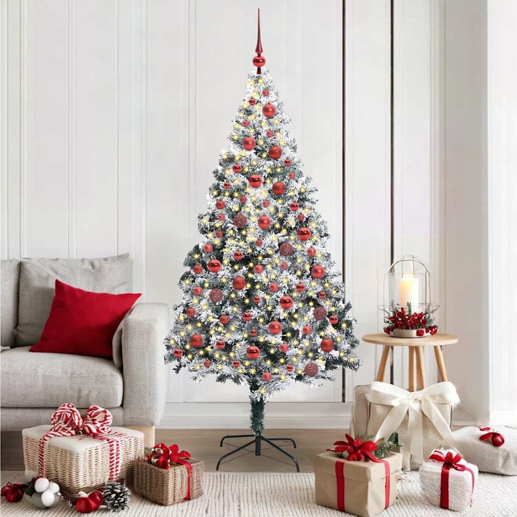 Kunstig juletre med 300 LED grønn 180 cm PVC og Stål og Plast
