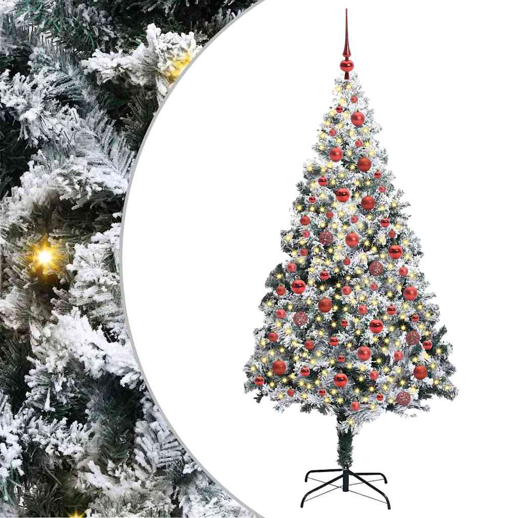 Kunstig juletre med 300 LED grønn 180 cm PVC og Stål og Plast