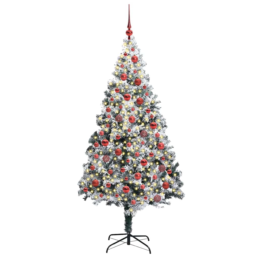 Kunstig juletre med 300 LED grønn 180 cm PVC og Stål og Plast