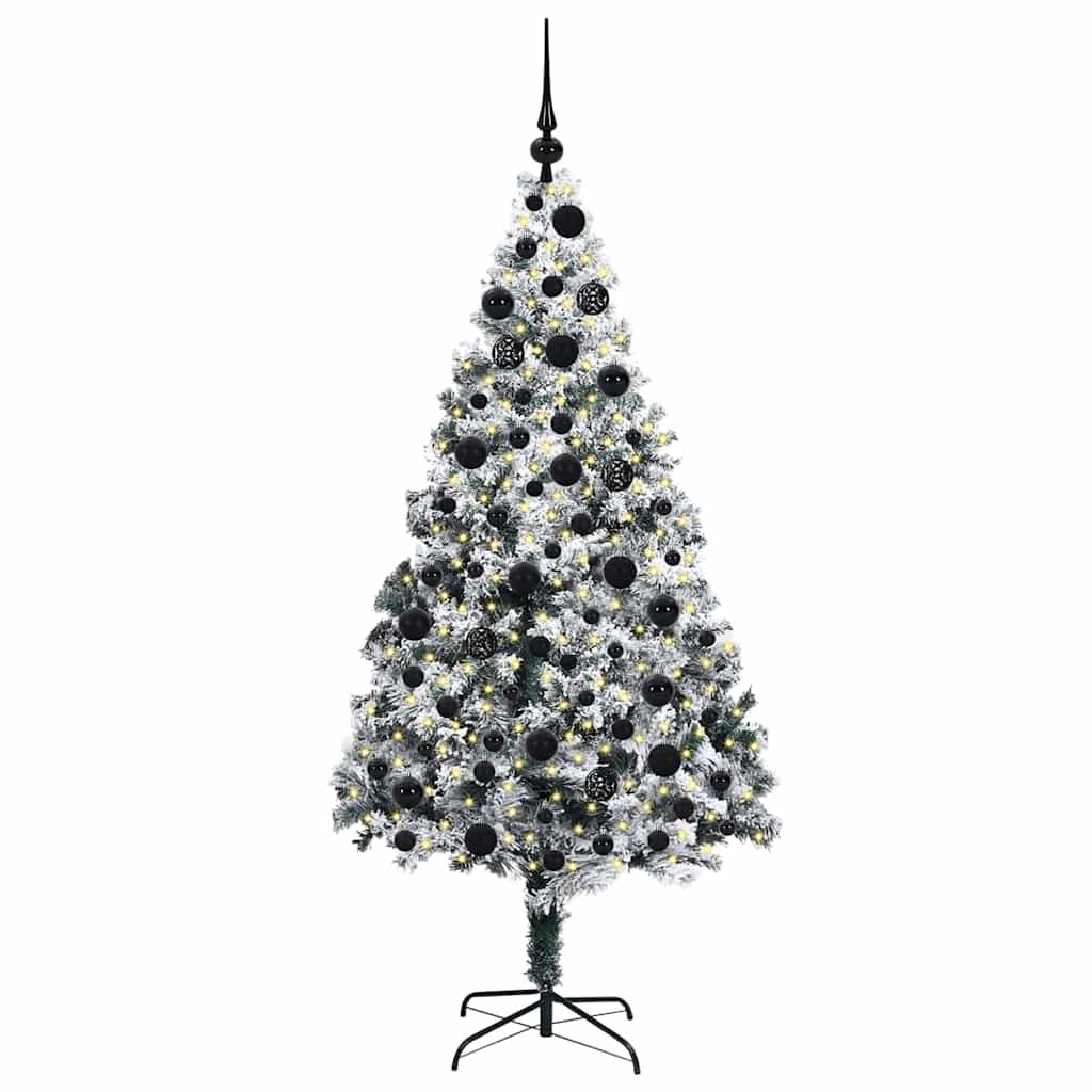 Kunstig juletre med 300 LED Hvit 180 cm PVC og Stål og Plast