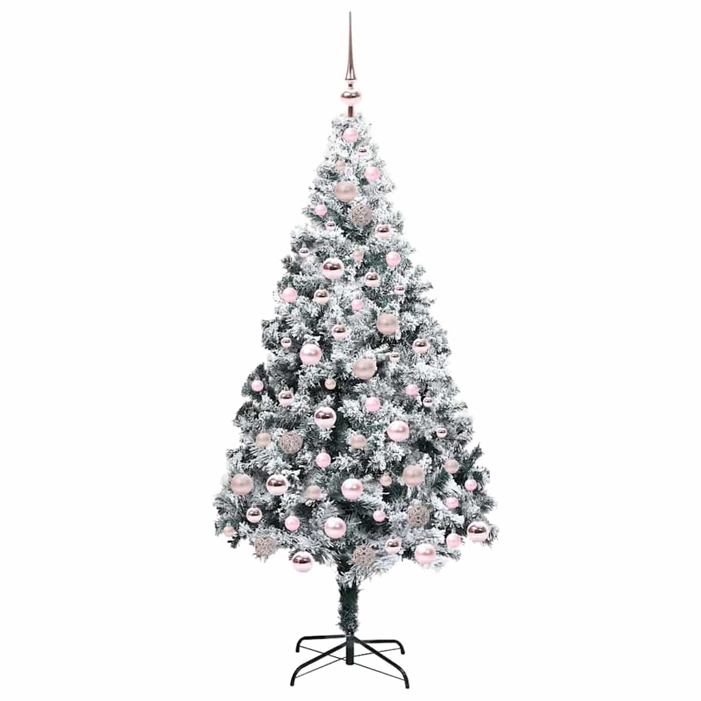 Kunstig juletre med 300 LED Hvit 180 cm PVC og Stål og Plast