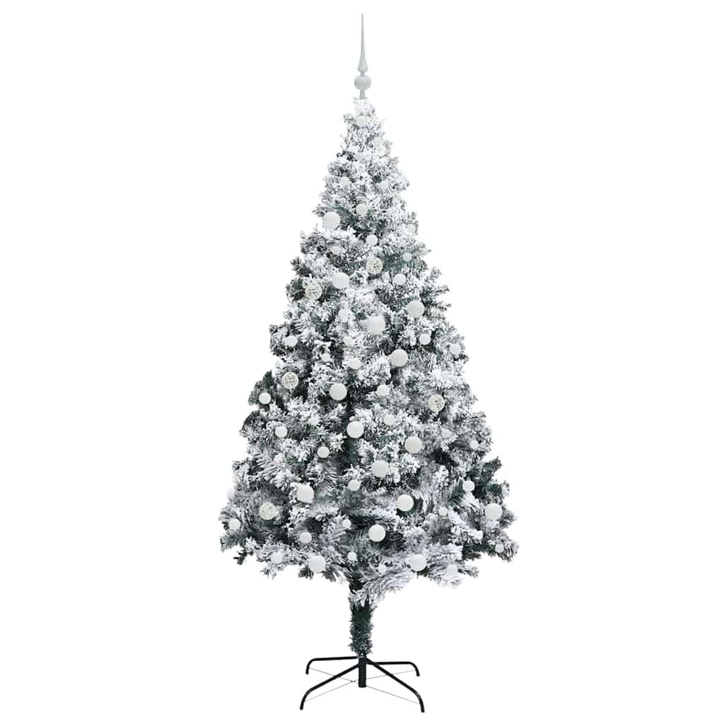 Kunstig juletre med 300 LED Hvit 180 cm PVC og Stål og Plast