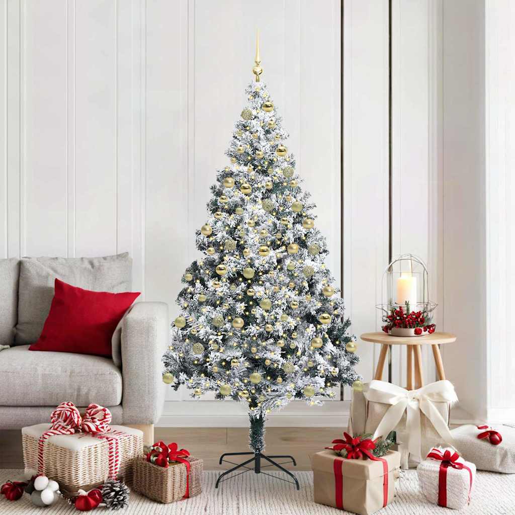 Kunstig juletre med 300 LED grønn 180 cm PVC og Stål og Plast
