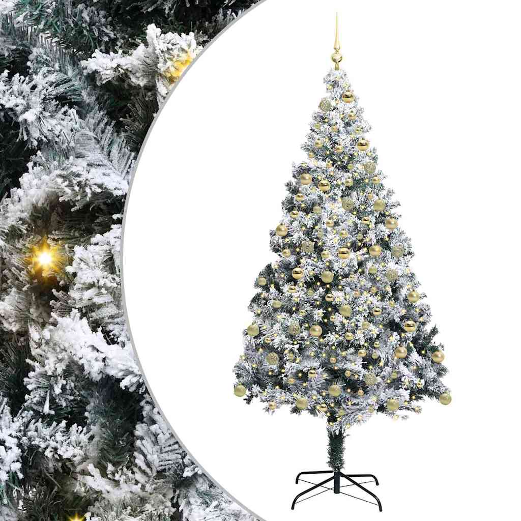 Kunstig juletre med 300 LED grønn 180 cm PVC og Stål og Plast
