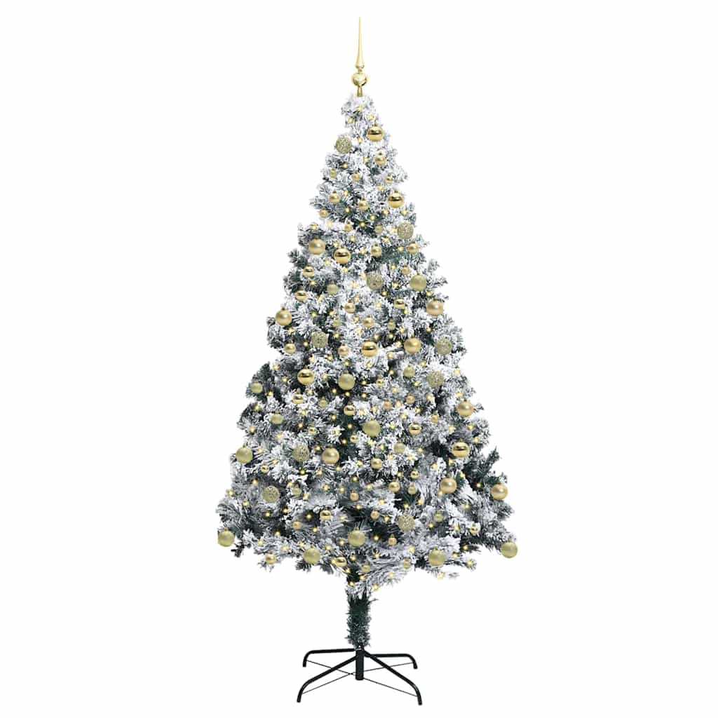 Kunstig juletre med 300 LED grønn 180 cm PVC og Stål og Plast