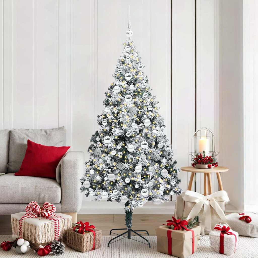 Kunstig juletre med 300 LED grønn 180 cm PVC og Stål og Plast