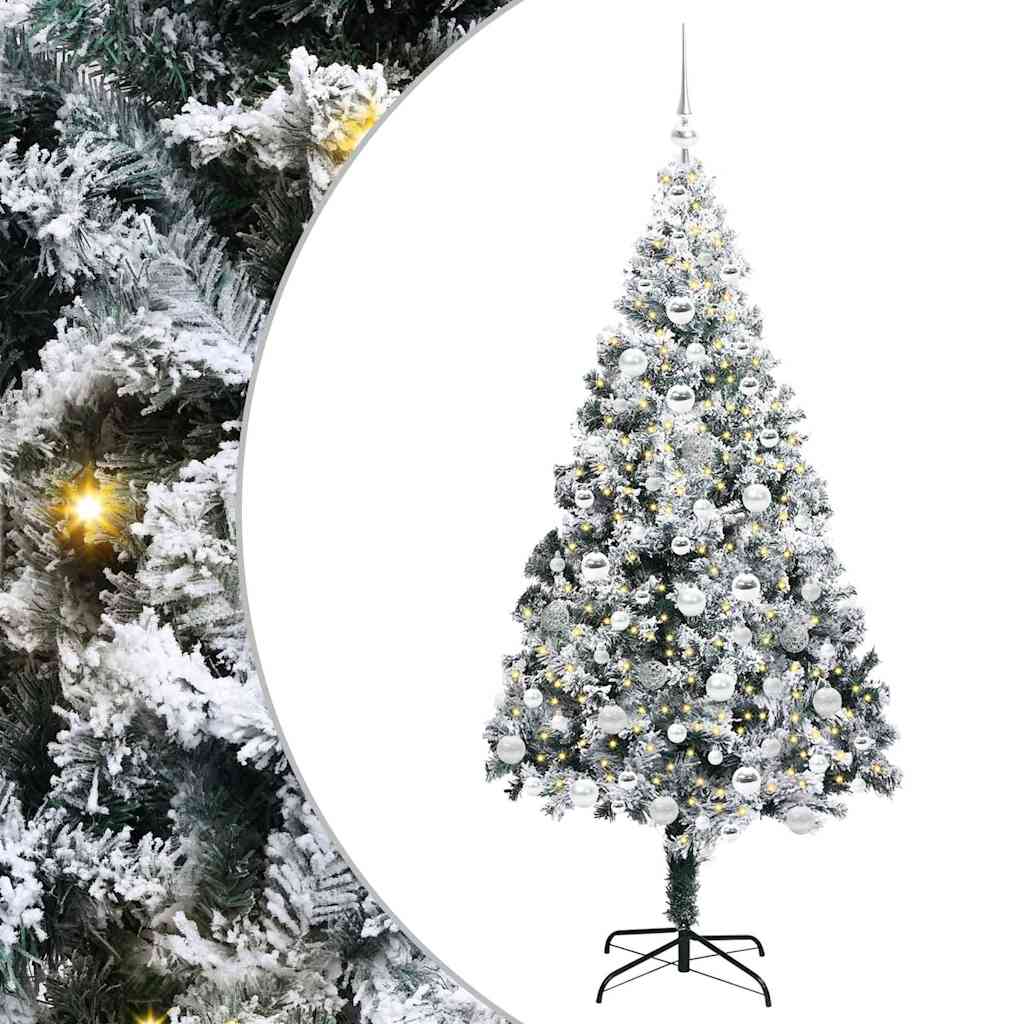 Kunstig juletre med 300 LED grønn 180 cm PVC og Stål og Plast