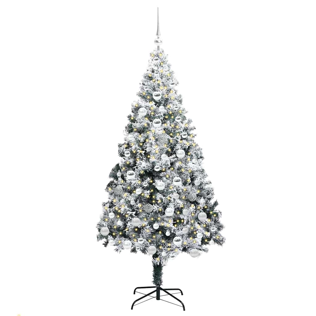 Kunstig juletre med 300 LED grønn 180 cm PVC og Stål og Plast