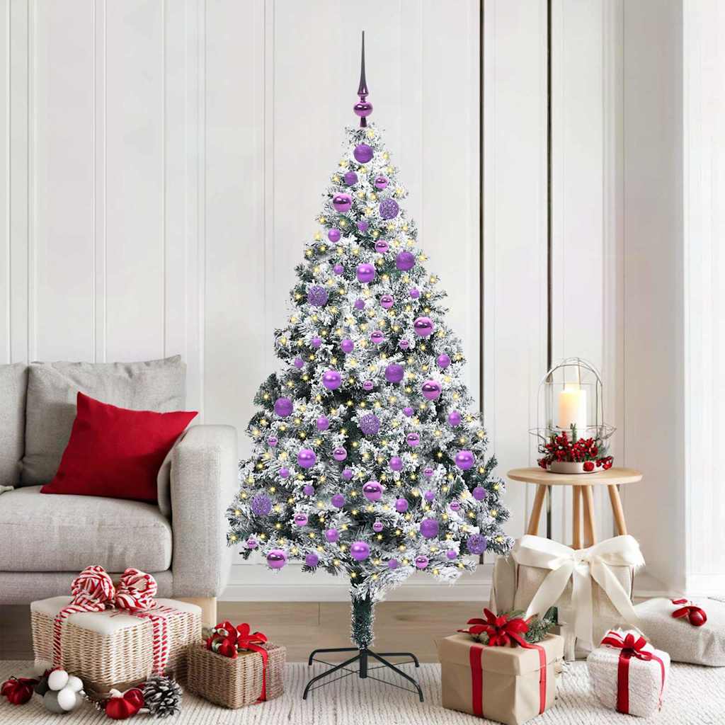 Kunstig juletre med 300 LED Hvit 180 cm PVC og Stål og Plast