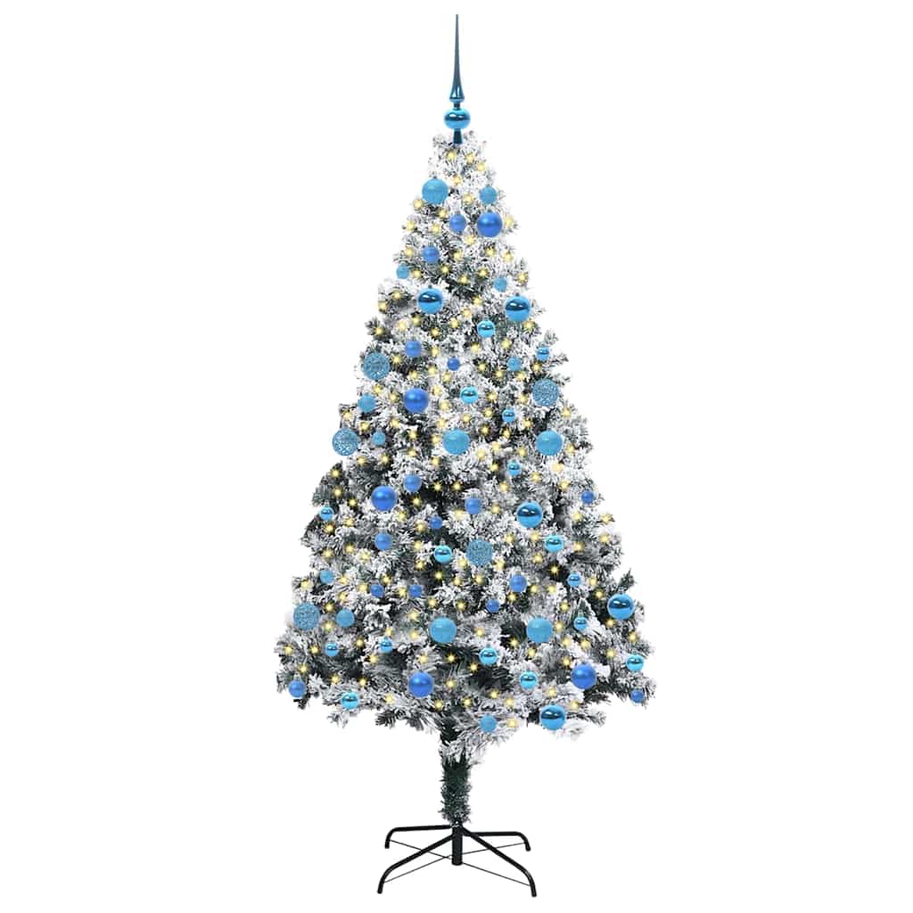 Kunstig juletre med 300 LED Hvit 180 cm PVC og Stål og Plast