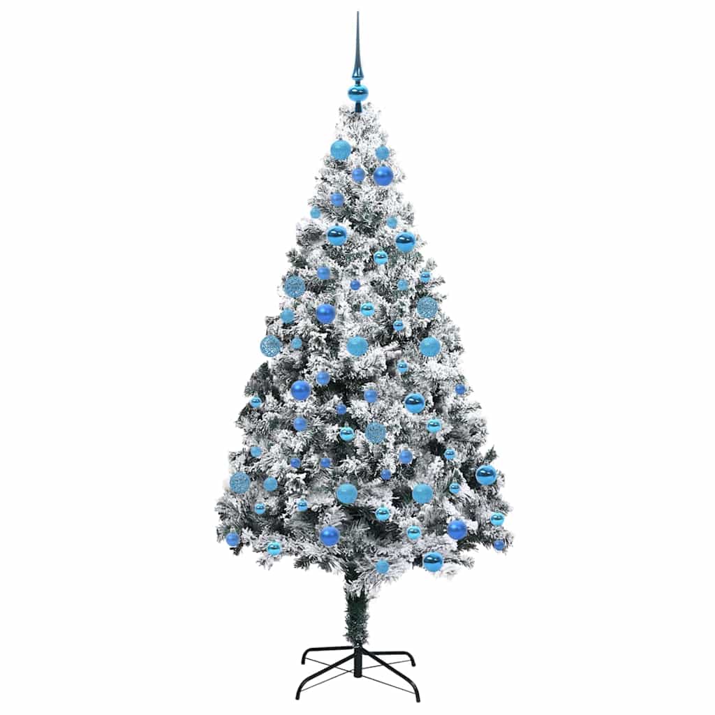 Kunstig juletre med 300 LED Hvit 180 cm PVC og Stål og Plast
