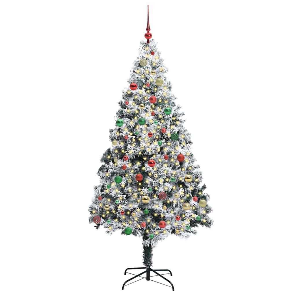 Kunstig juletre med 300 LED grønn 180 cm PVC og Stål og Plast