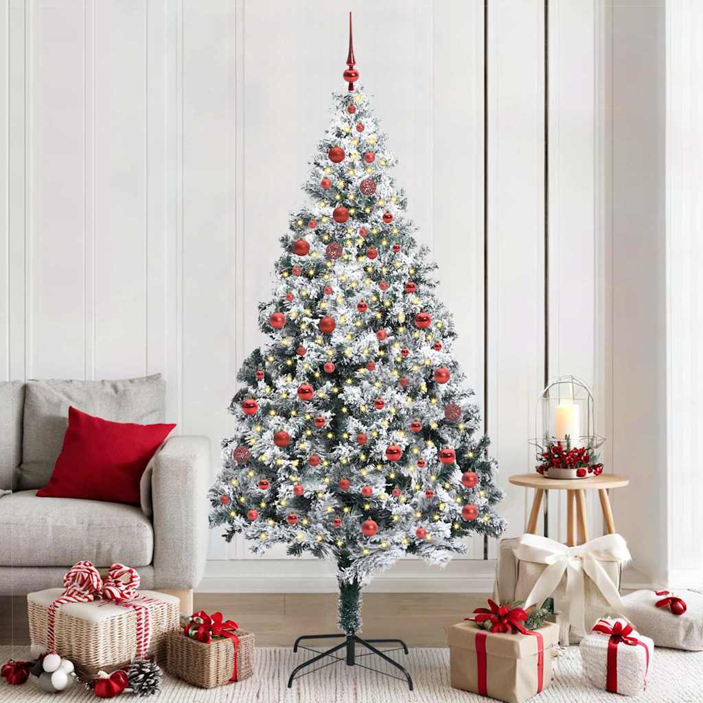 Kunstig juletre med 300 LED grønn 210 cm PVC og Stål og Plast