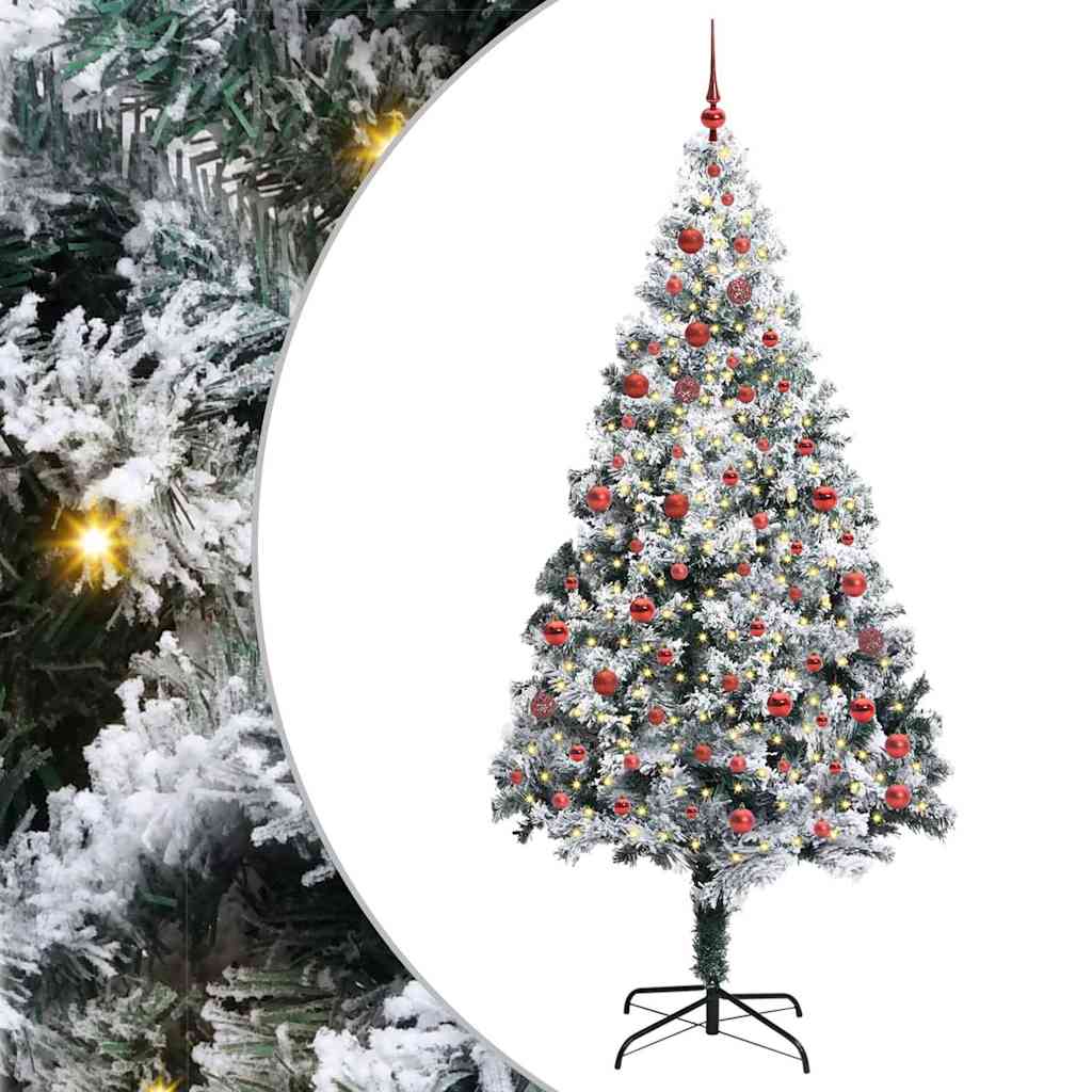 Kunstig juletre med 300 LED grønn 210 cm PVC og Stål og Plast