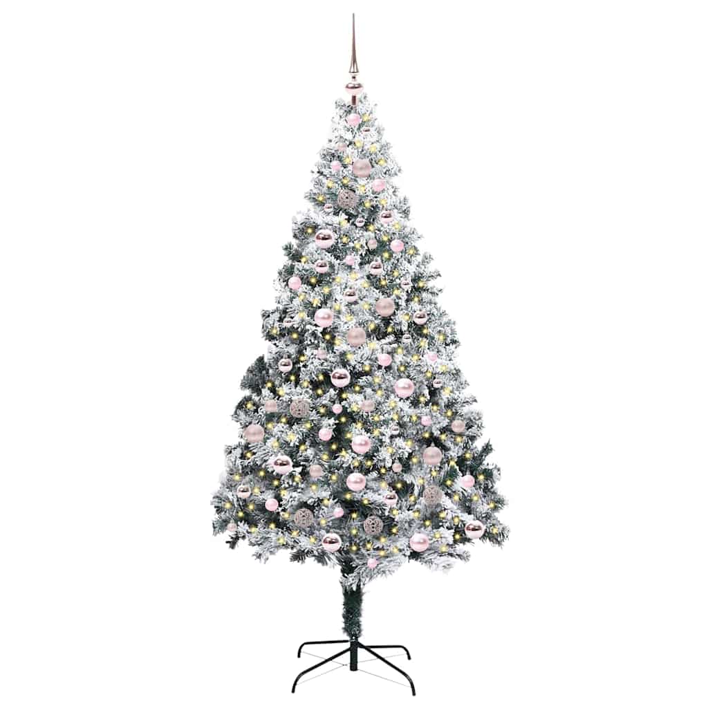 Kunstig juletre med 300 LED Hvit 210 cm PVC og Stål og Plast