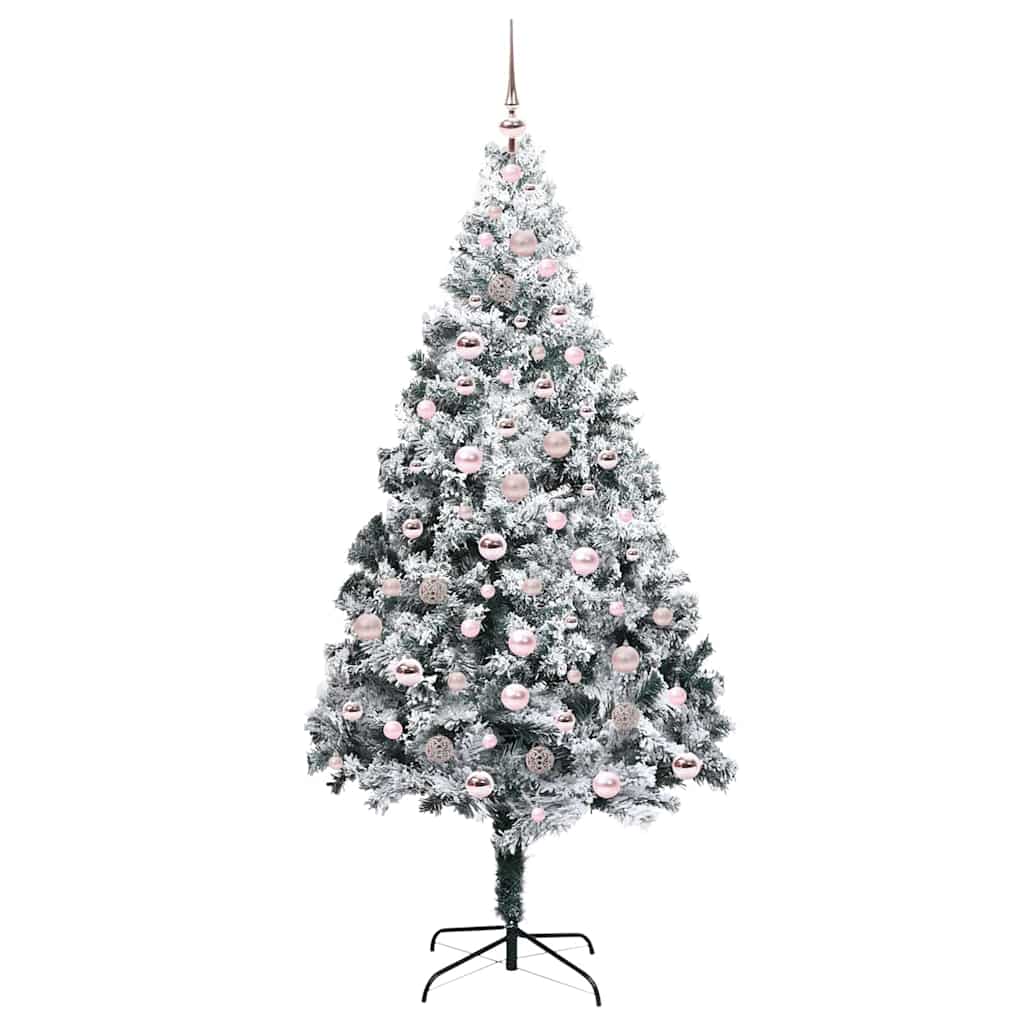 Kunstig juletre med 300 LED Hvit 210 cm PVC og Stål og Plast