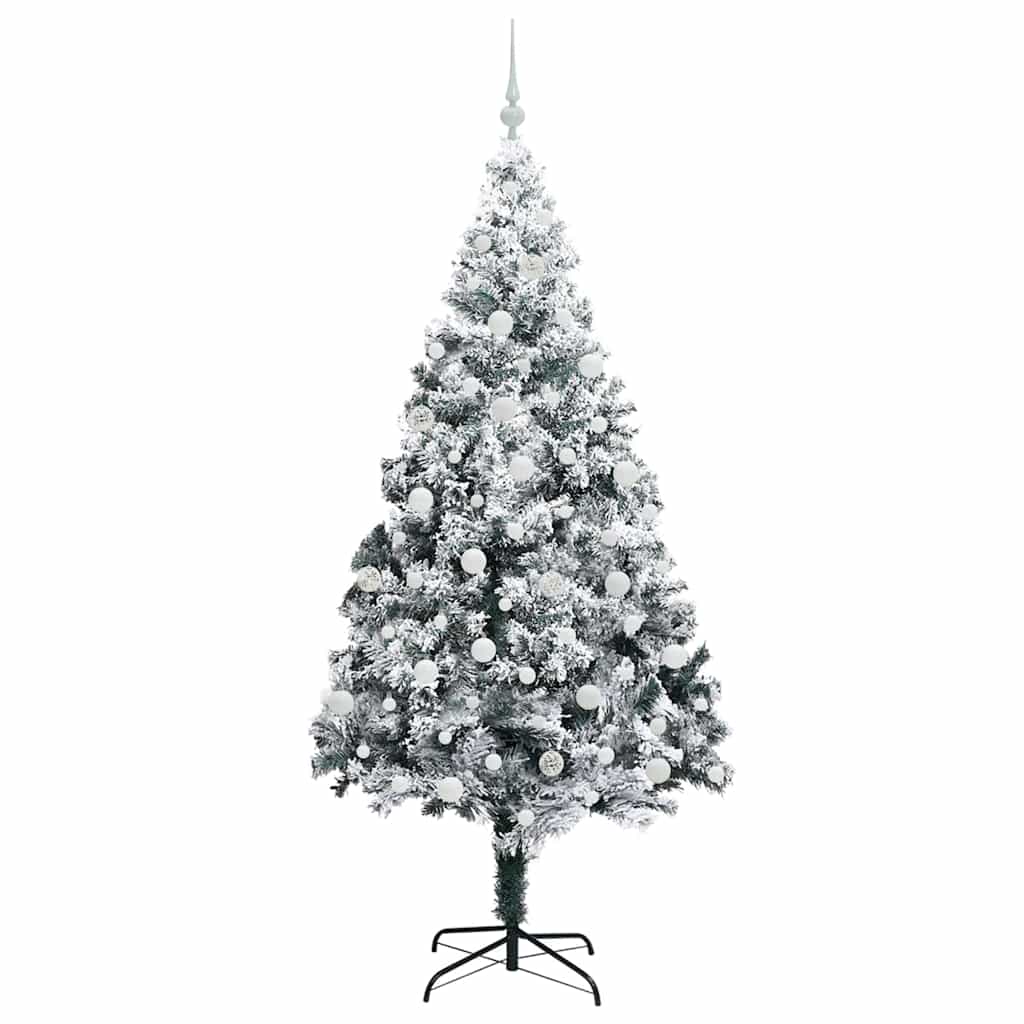 Kunstig juletre med 300 LED Hvit 210 cm PVC og Stål og Plast