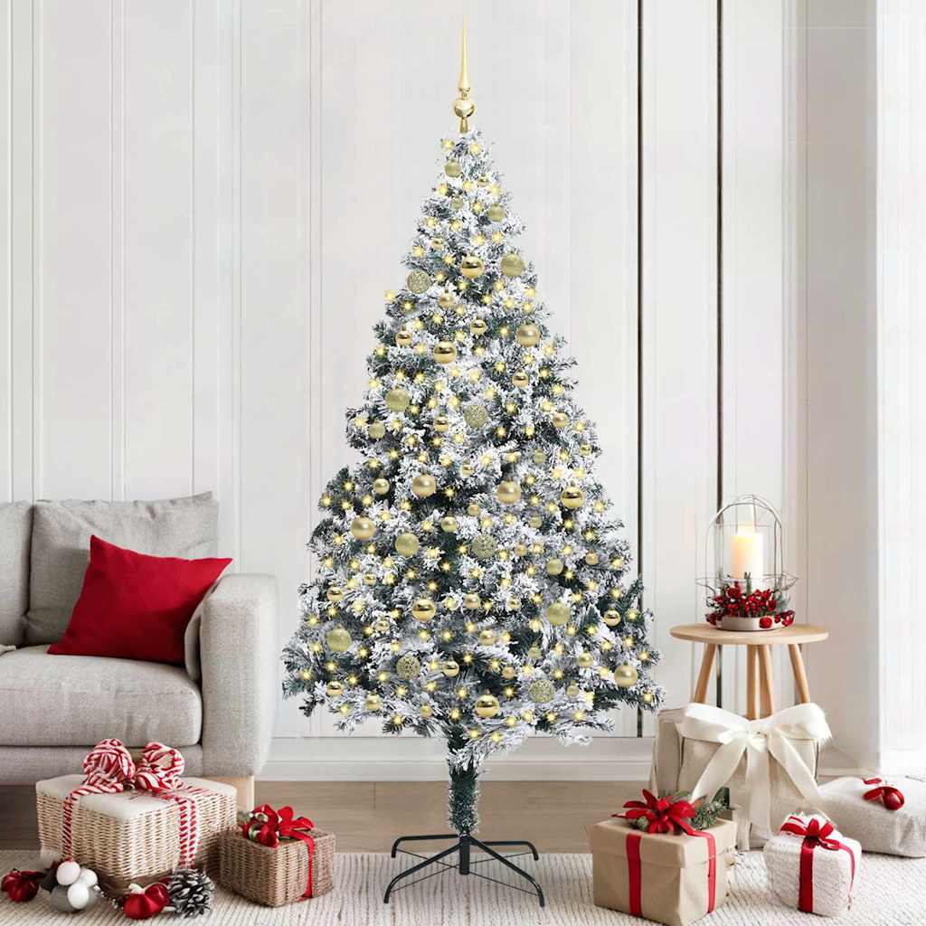 Kunstig juletre med 300 LED grønn 210 cm PVC og Stål og Plast