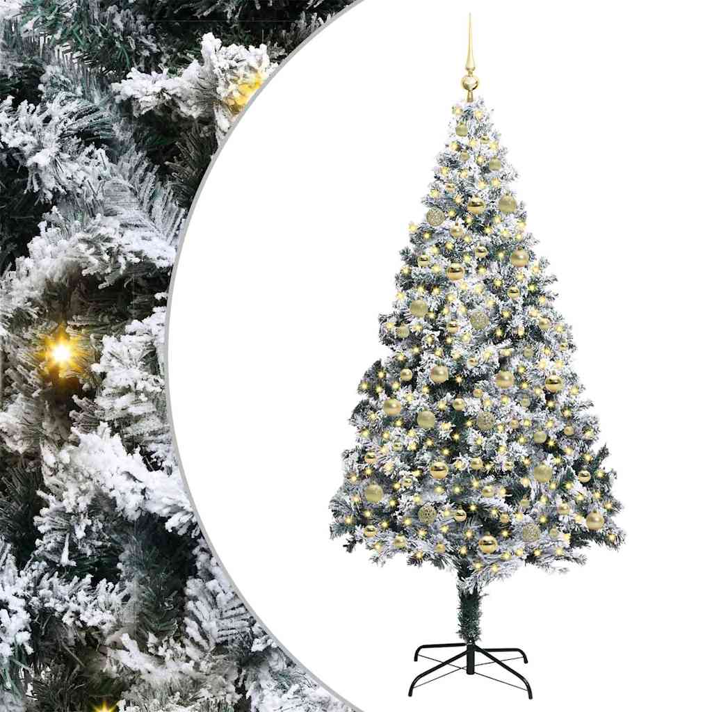 Kunstig juletre med 300 LED grønn 210 cm PVC og Stål og Plast