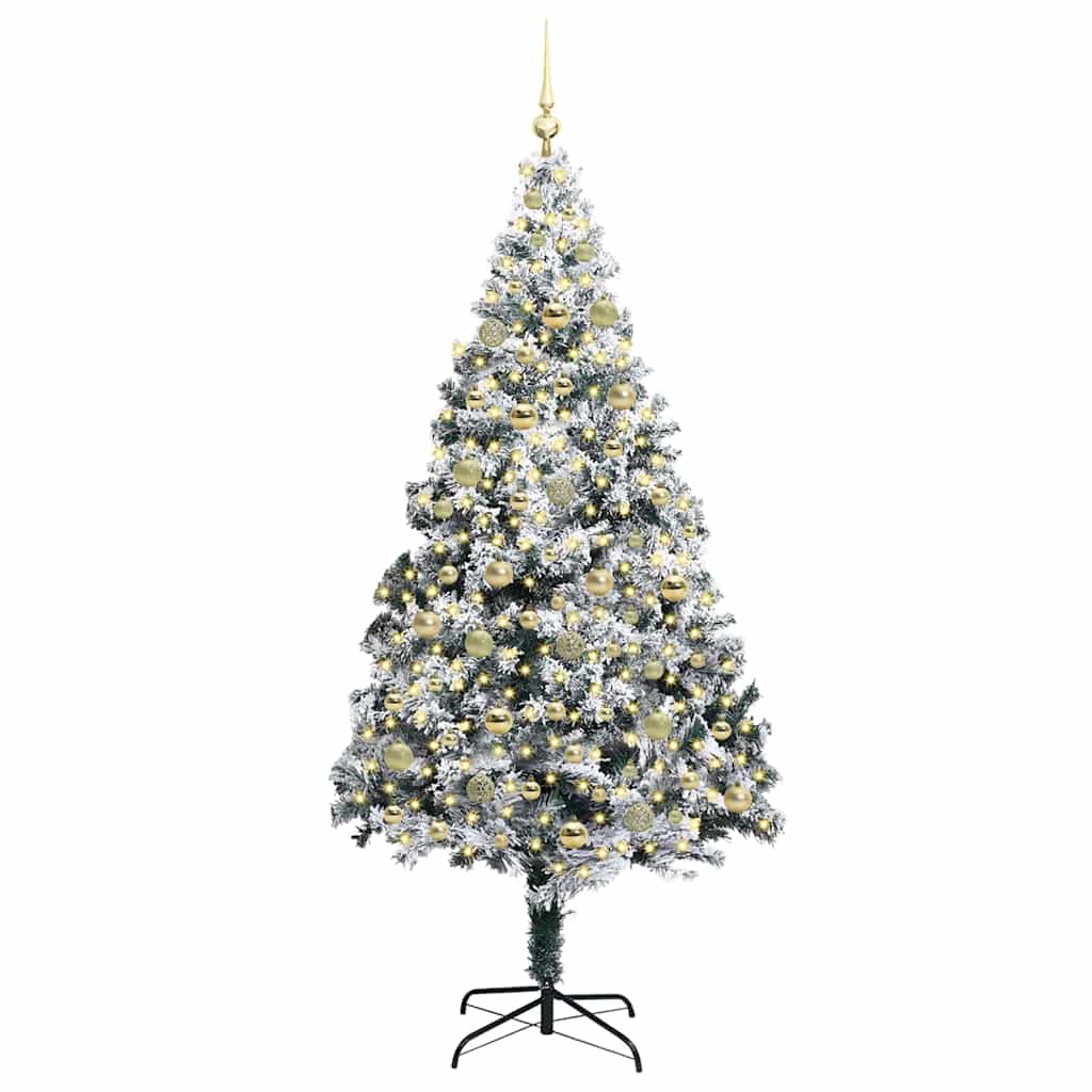 Kunstig juletre med 300 LED grønn 210 cm PVC og Stål og Plast