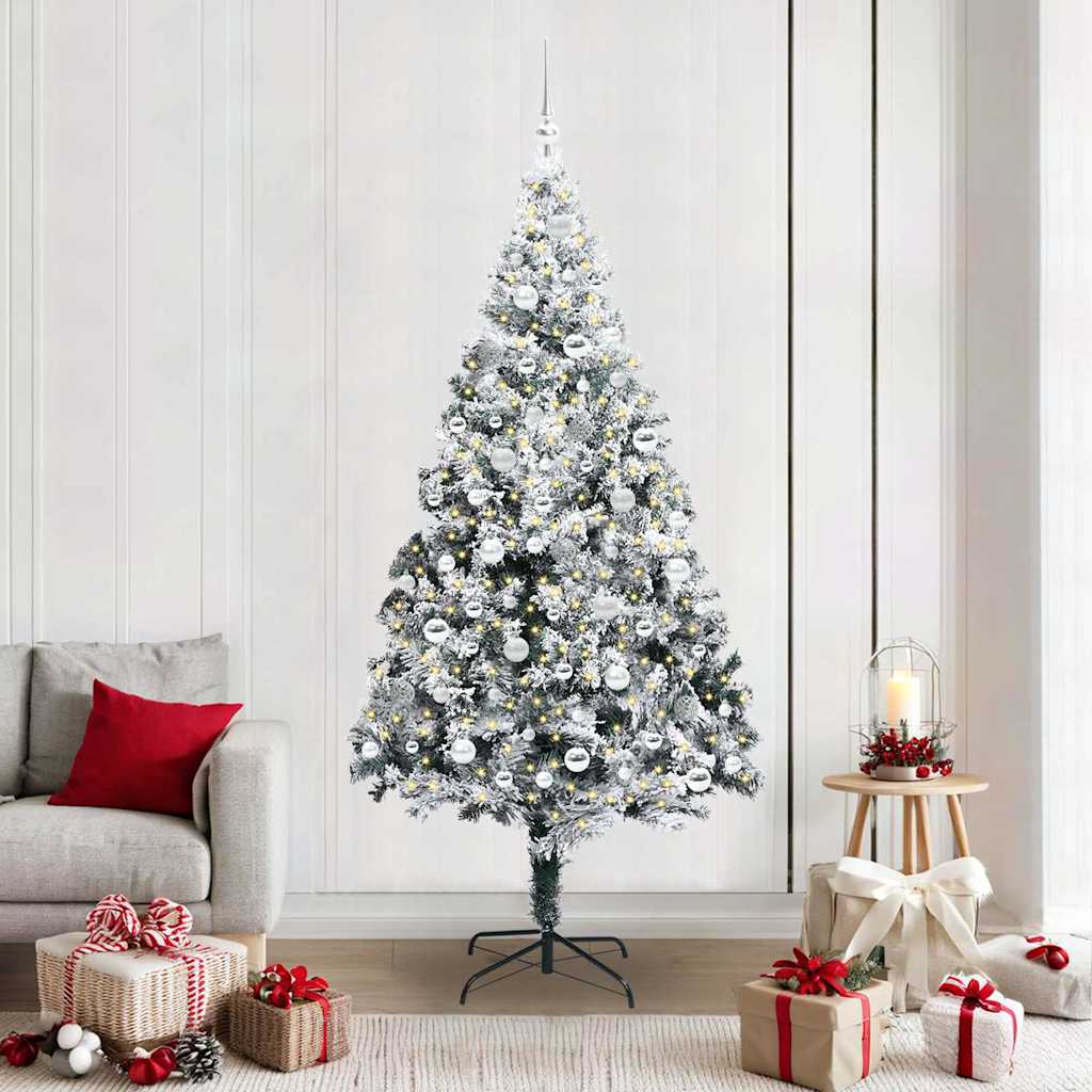 Kunstig juletre med 300 LED grønn 210 cm PVC og Stål og Plast