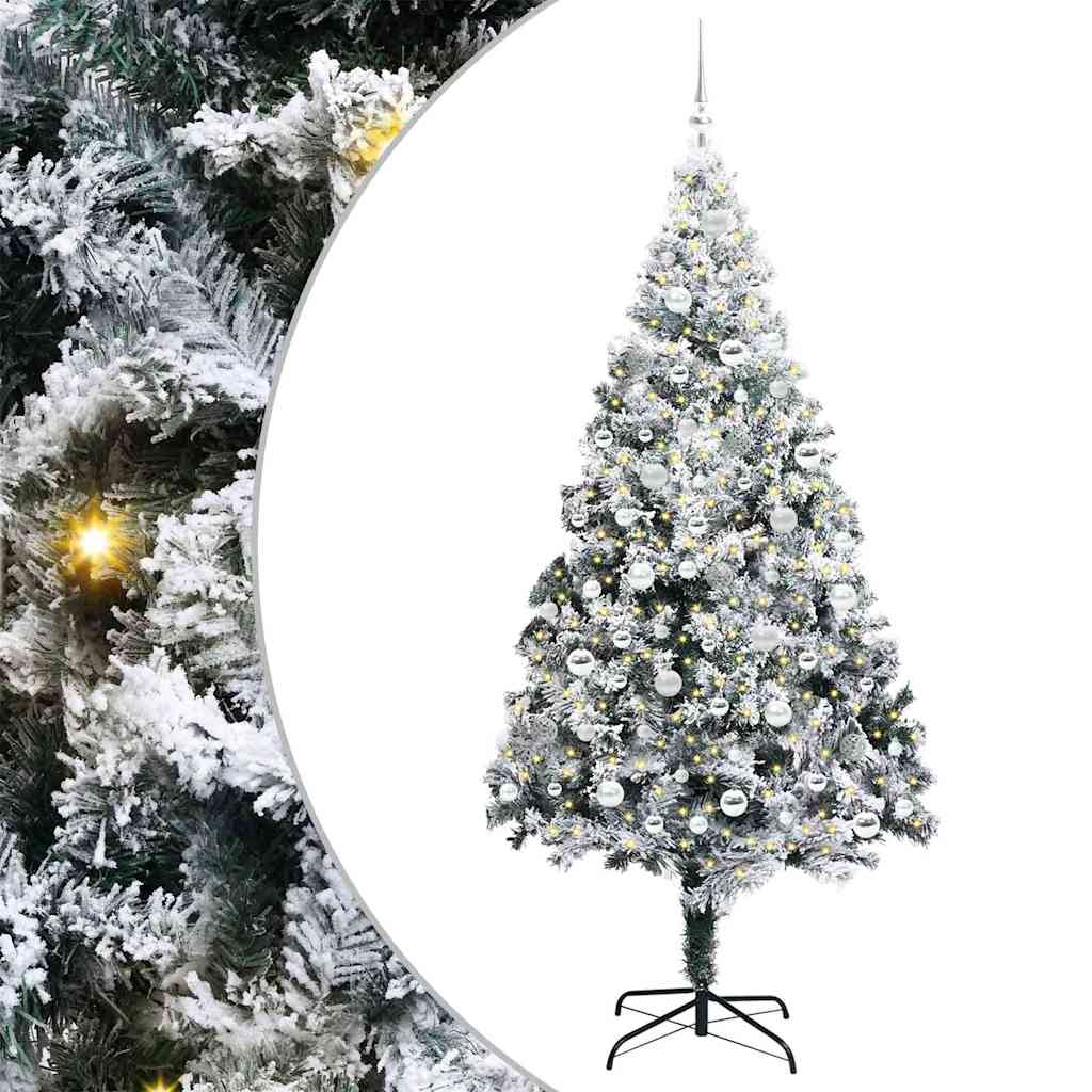 Kunstig juletre med 300 LED grønn 210 cm PVC og Stål og Plast