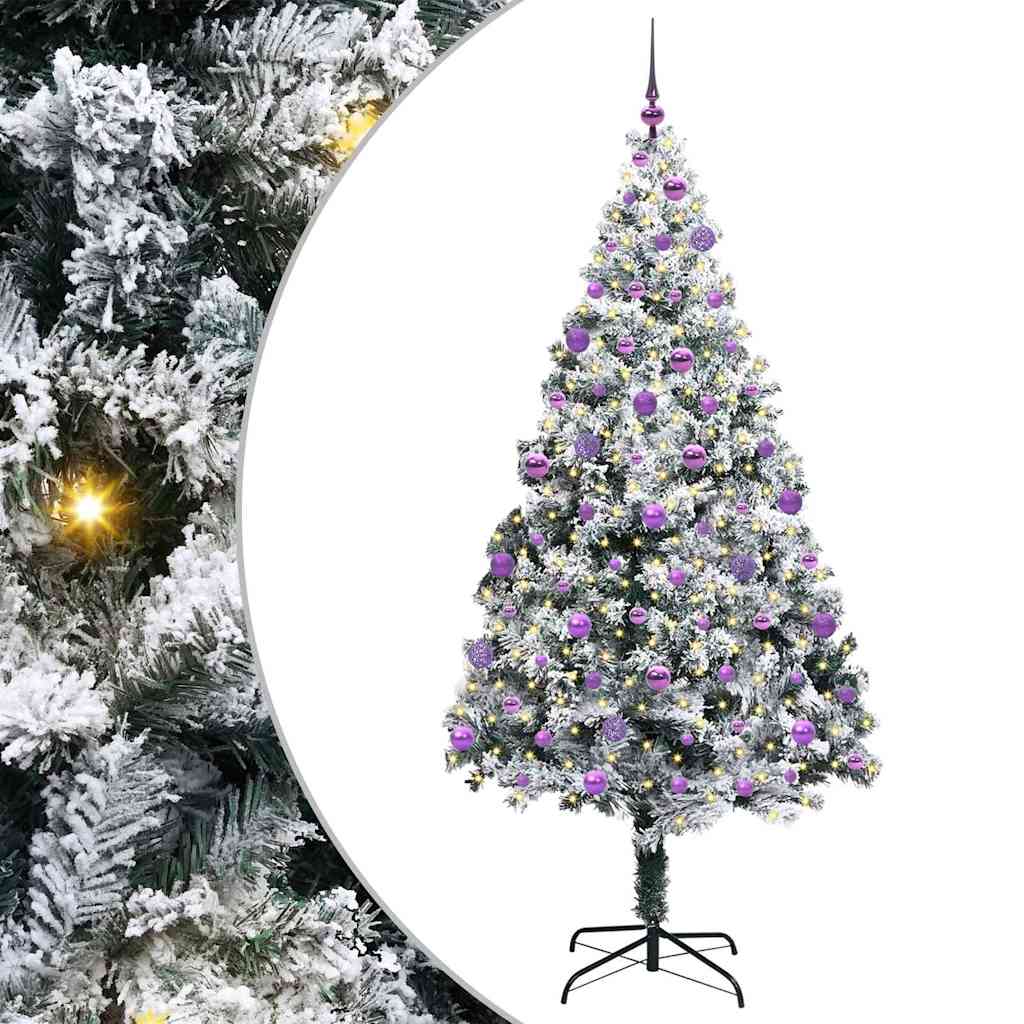 Kunstig juletre med 300 LED Hvit 210 cm PVC og Stål og Plast
