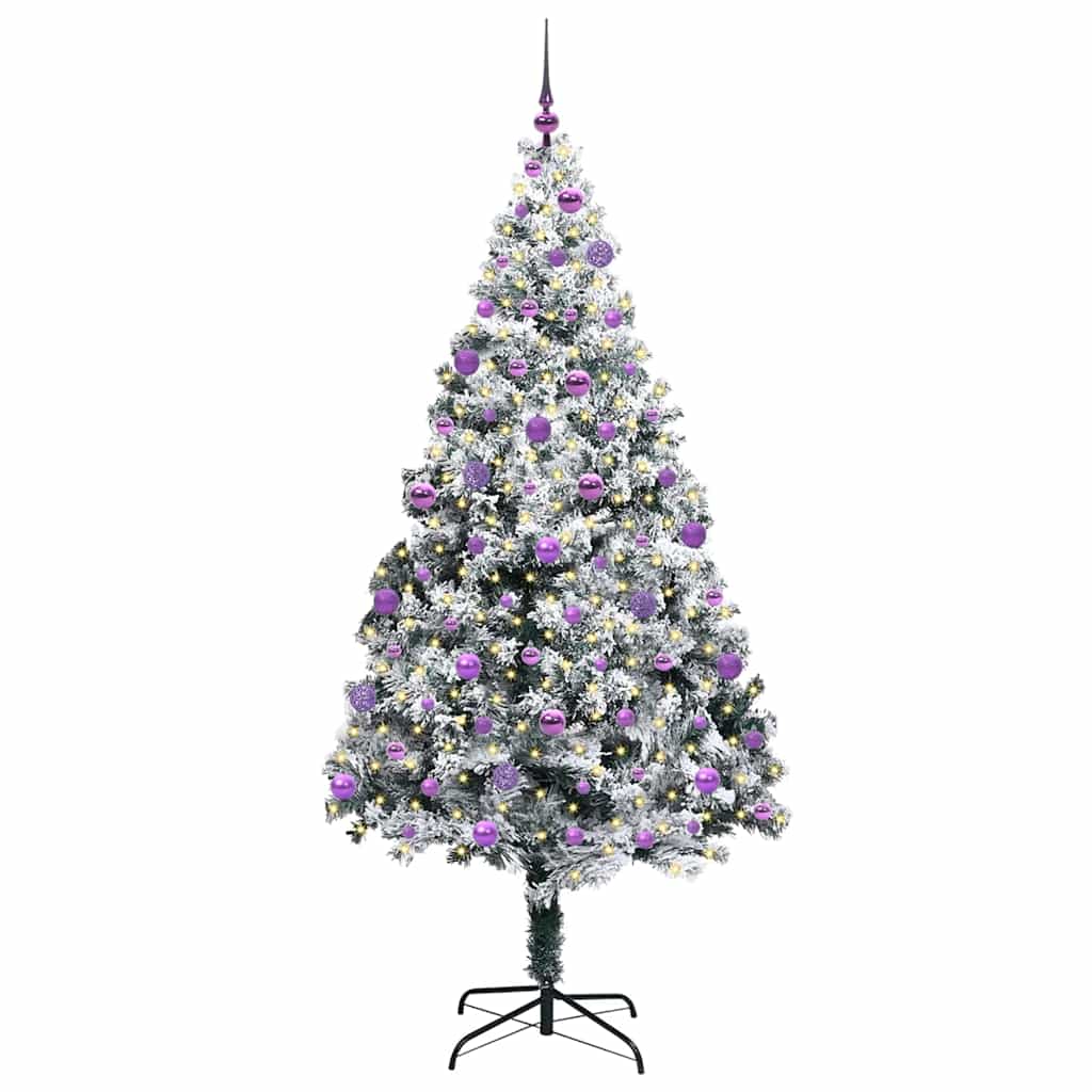 Kunstig juletre med 300 LED Hvit 210 cm PVC og Stål og Plast