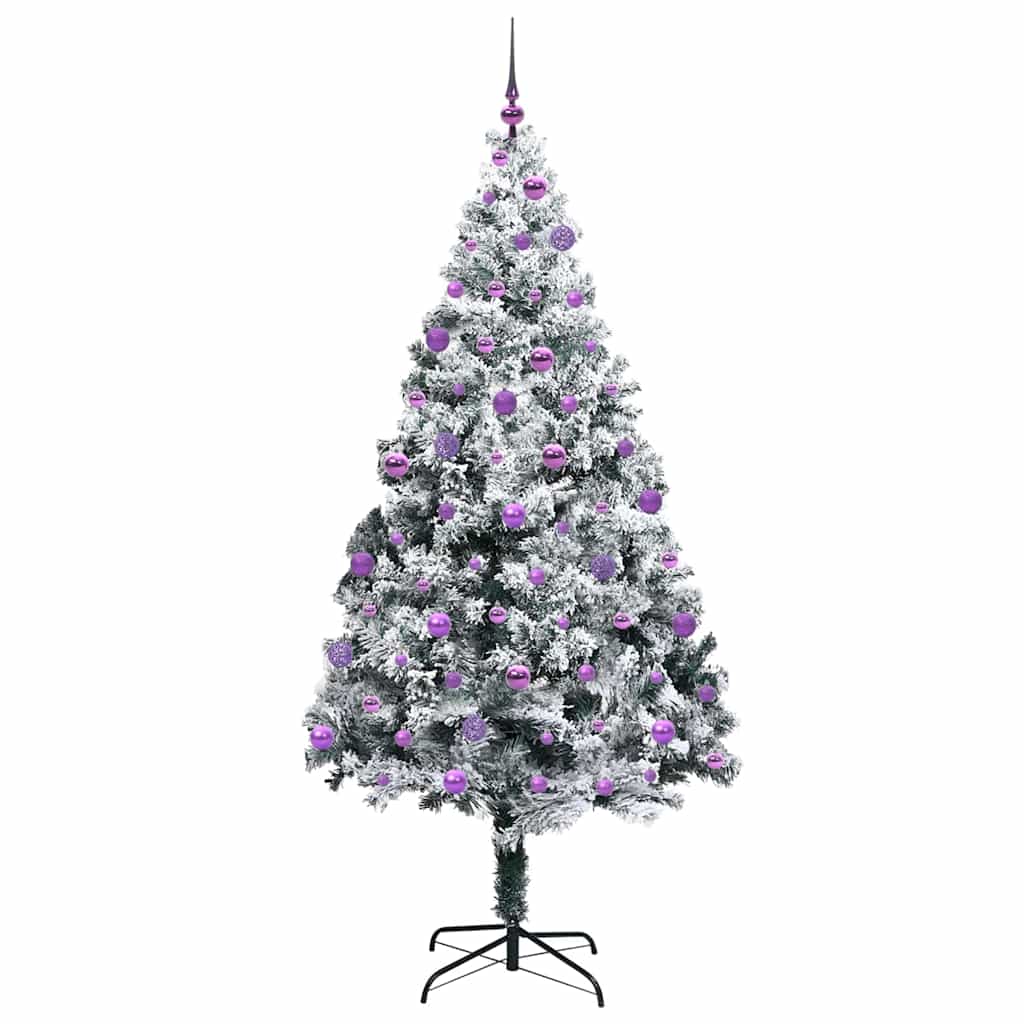 Kunstig juletre med 300 LED Hvit 210 cm PVC og Stål og Plast