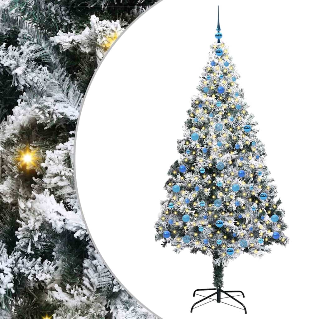 Kunstig juletre med 300 LED Hvit 210 cm PVC og Stål og Plast