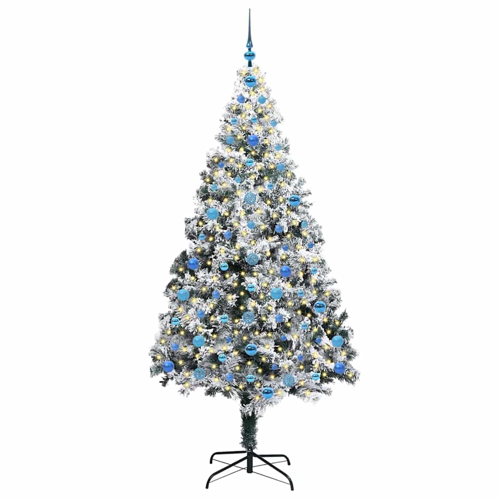 Kunstig juletre med 300 LED Hvit 210 cm PVC og Stål og Plast