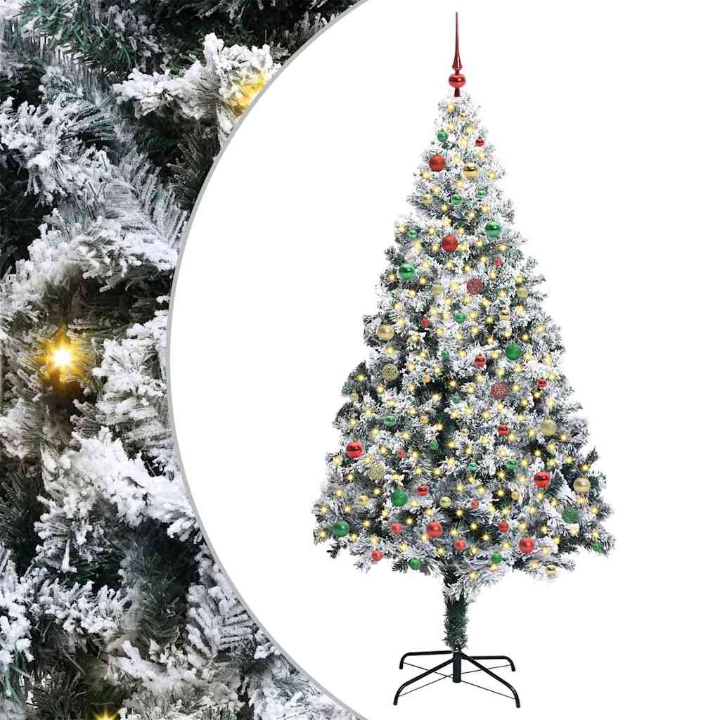 Kunstig juletre med 300 LED grønn 210 cm PVC og Stål og Plast