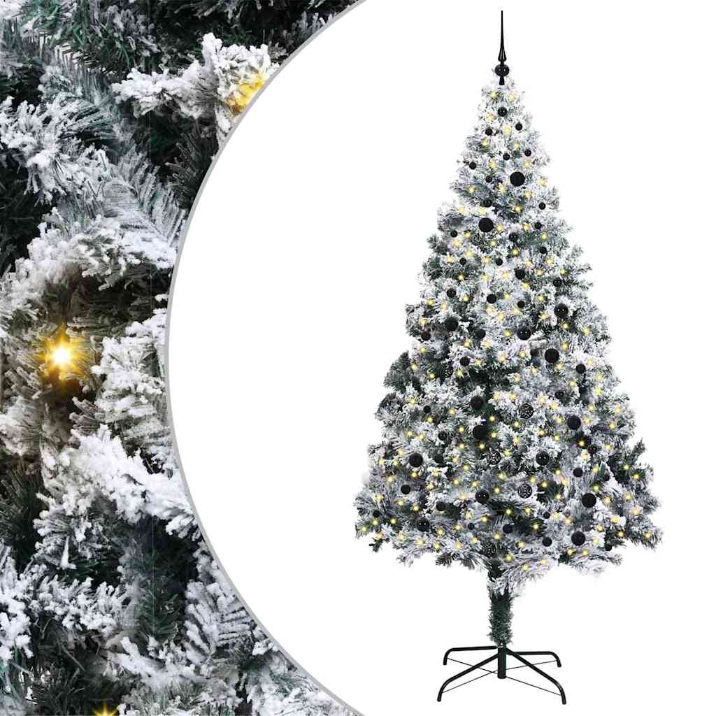 Kunstig juletre med 300 LED Hvit 240 cm PVC og Stål og Plast