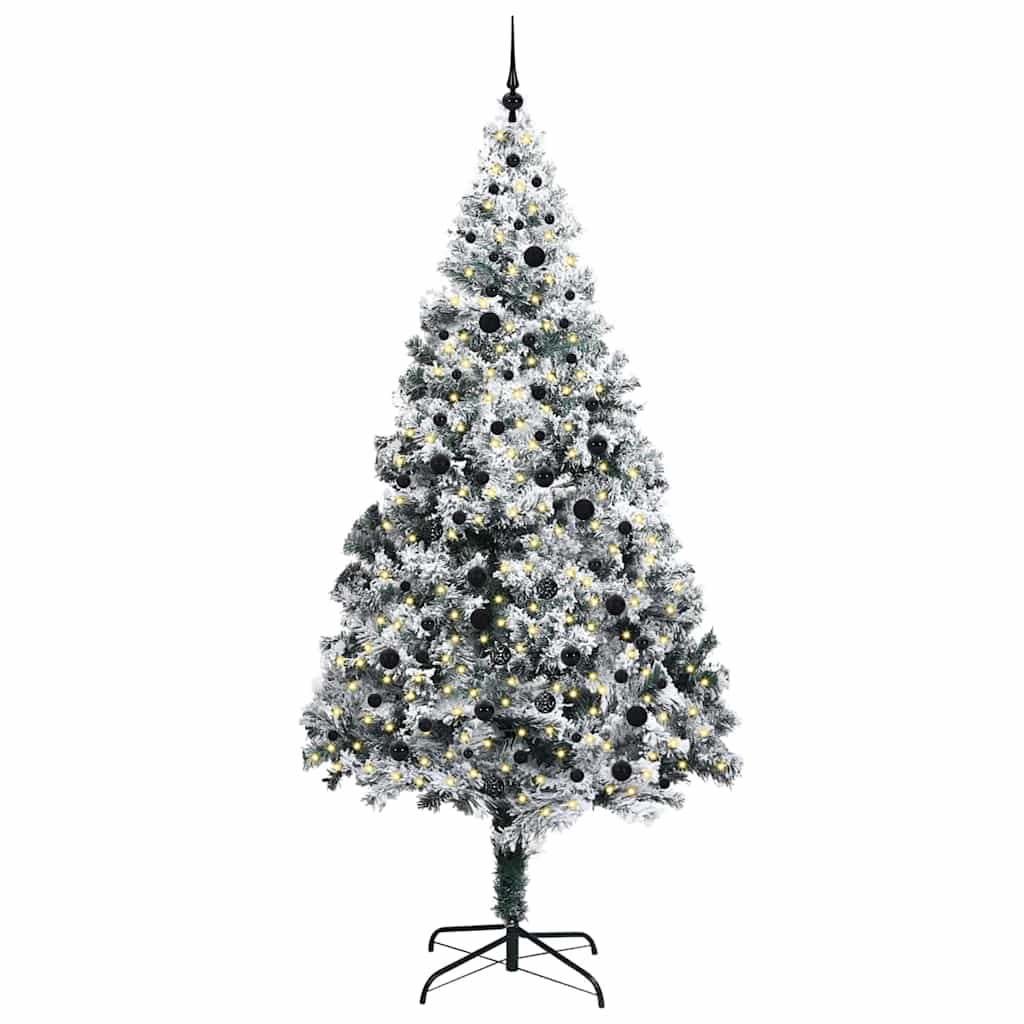 Kunstig juletre med 300 LED Hvit 240 cm PVC og Stål og Plast
