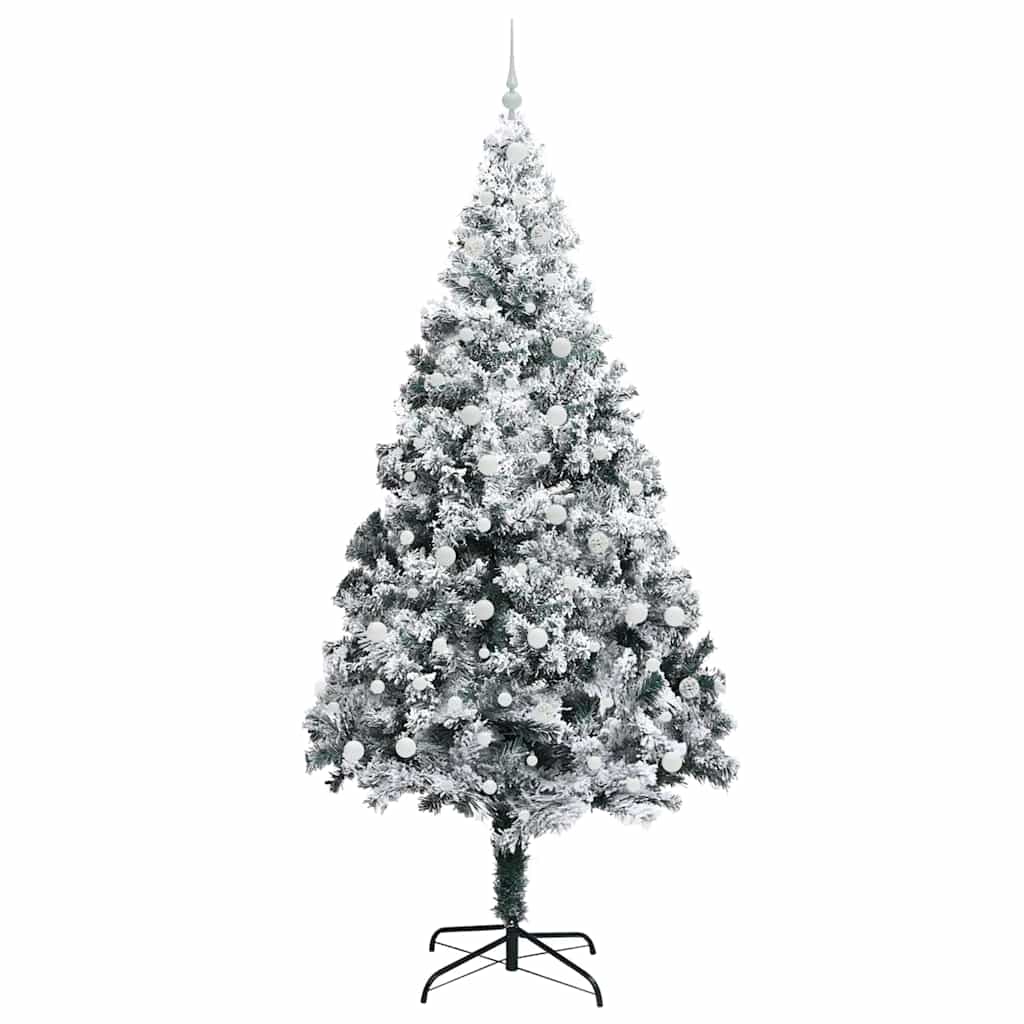 Kunstig juletre med 300 LED Hvit 240 cm PVC og Stål og Plast